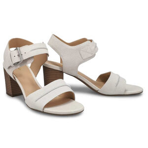 Clarks Karsea Hi Seam Slingback Sandals Women's Size 8 M Off White Block Heel